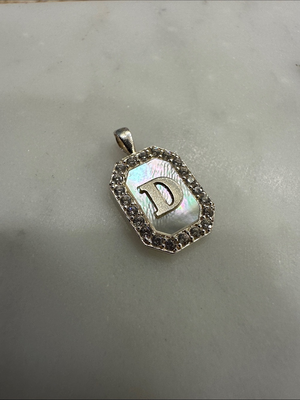 Letter D mother of pearl pendant
